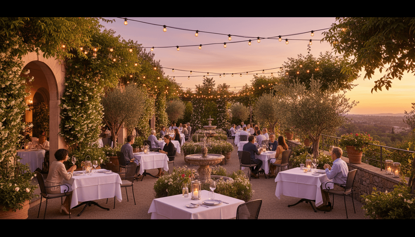 Special menu cuisine served at garden restaurant event