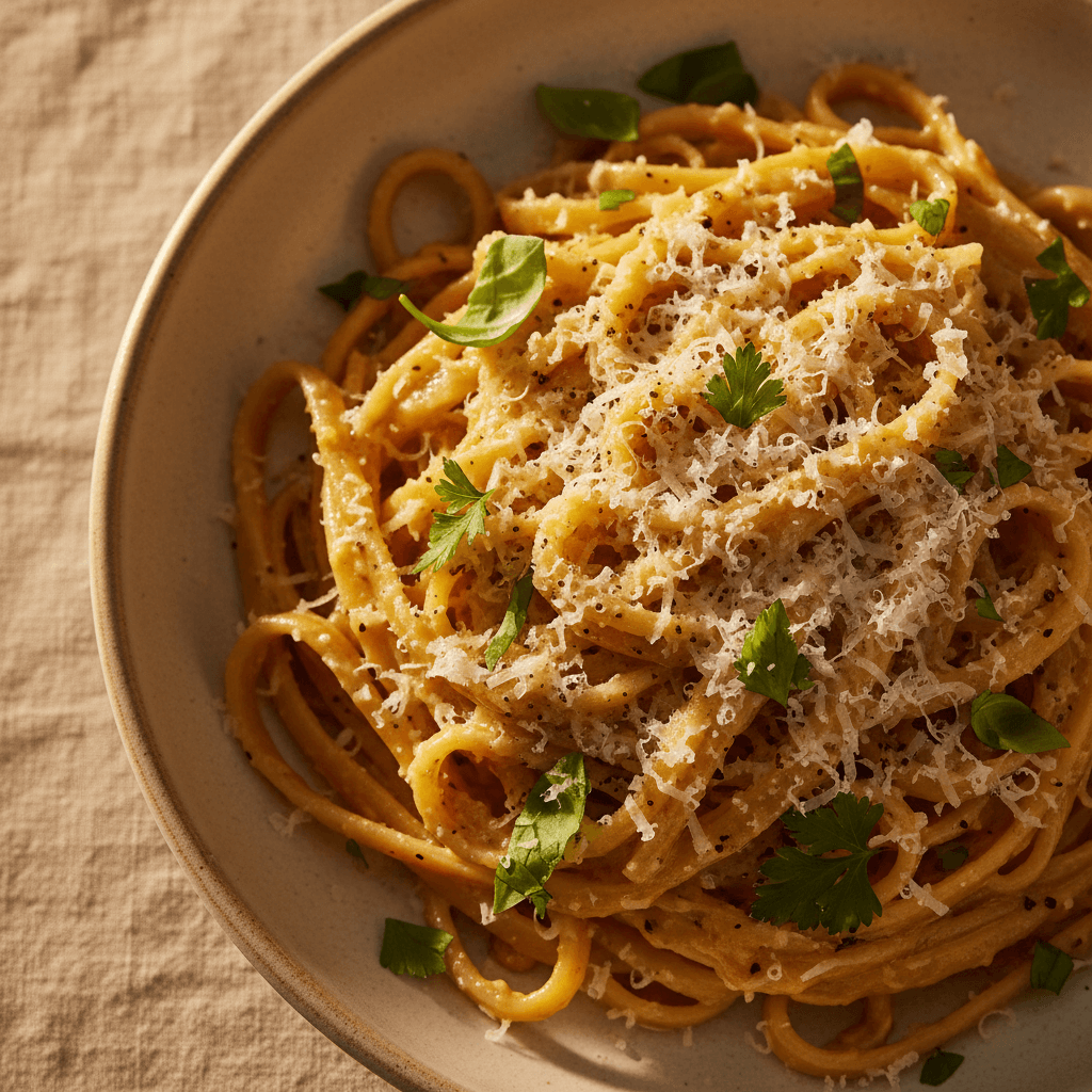 Creamy pasta with fresh herbs and cheese