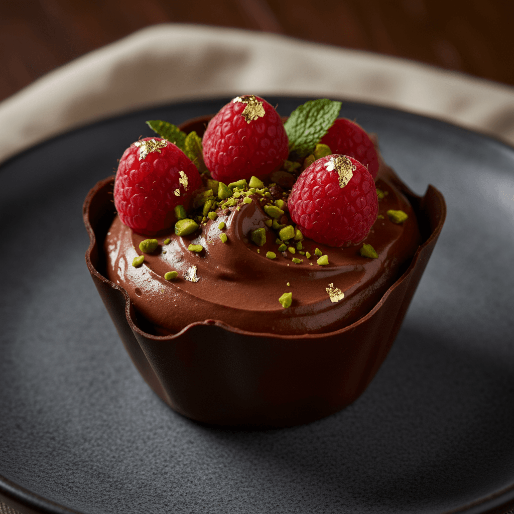 Decadent dessert with chocolate and fresh berries