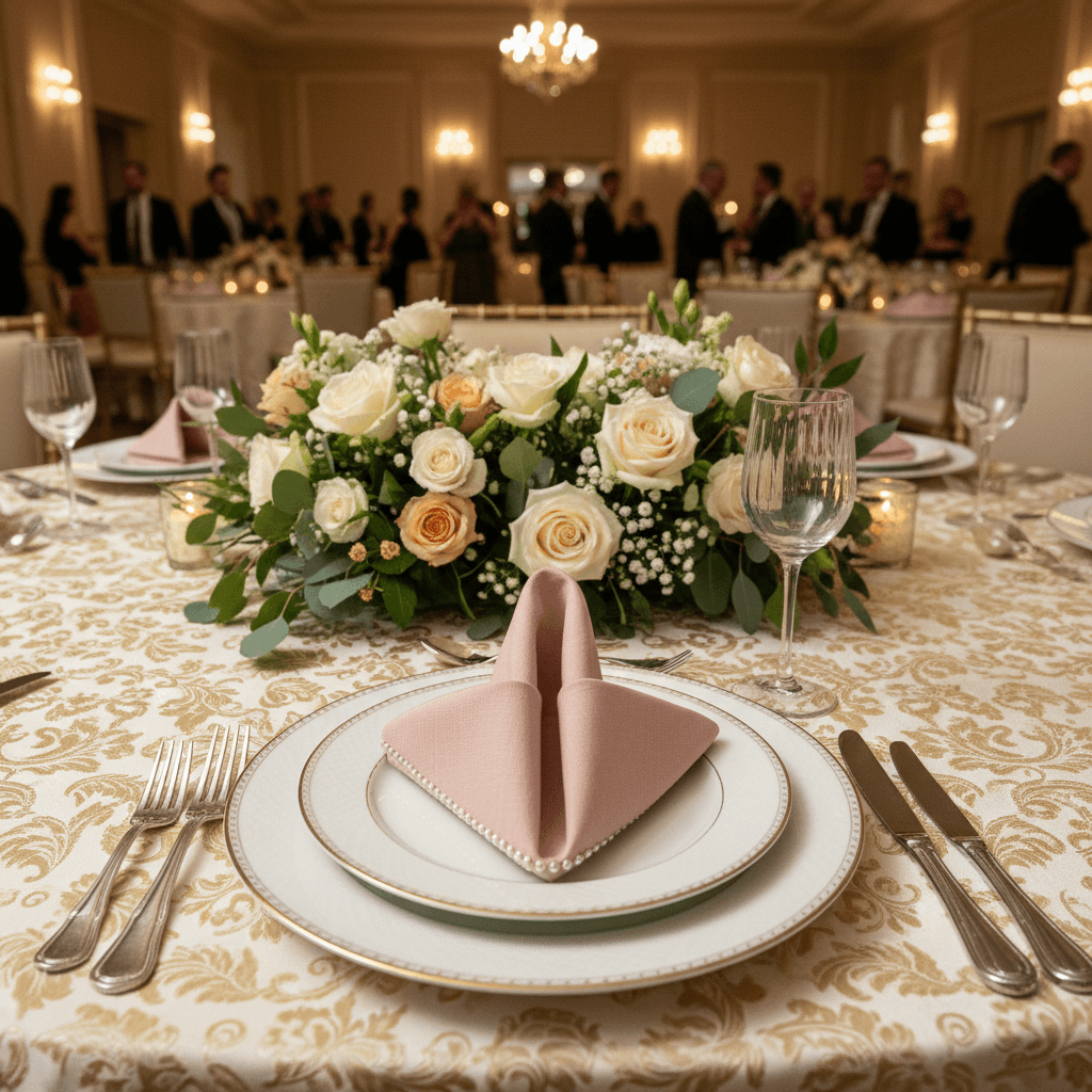 Refined dining setup in garden setting